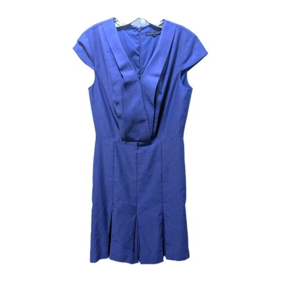 Antonio Melani Sheath Dress Blue Pleated Short Sleeves Business Cocktail Size 8 - Picture 1 of 6